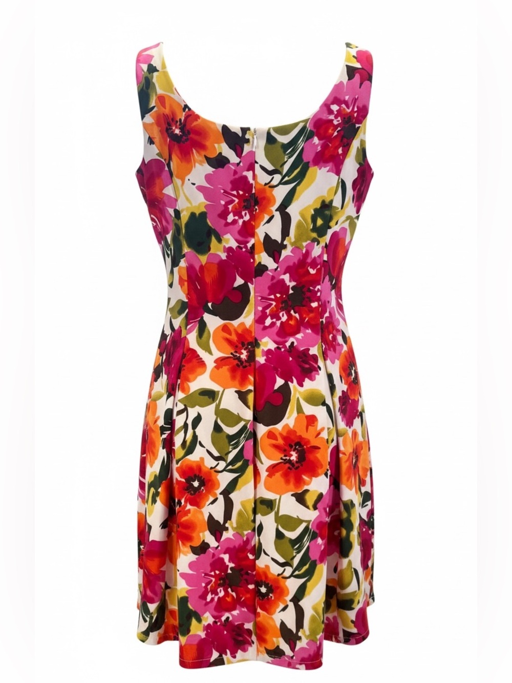 Ronni Nicole Floral Midi Dress Tropical Full Skirt White Orange Pink Red Size 10 - Picture 3 of 8